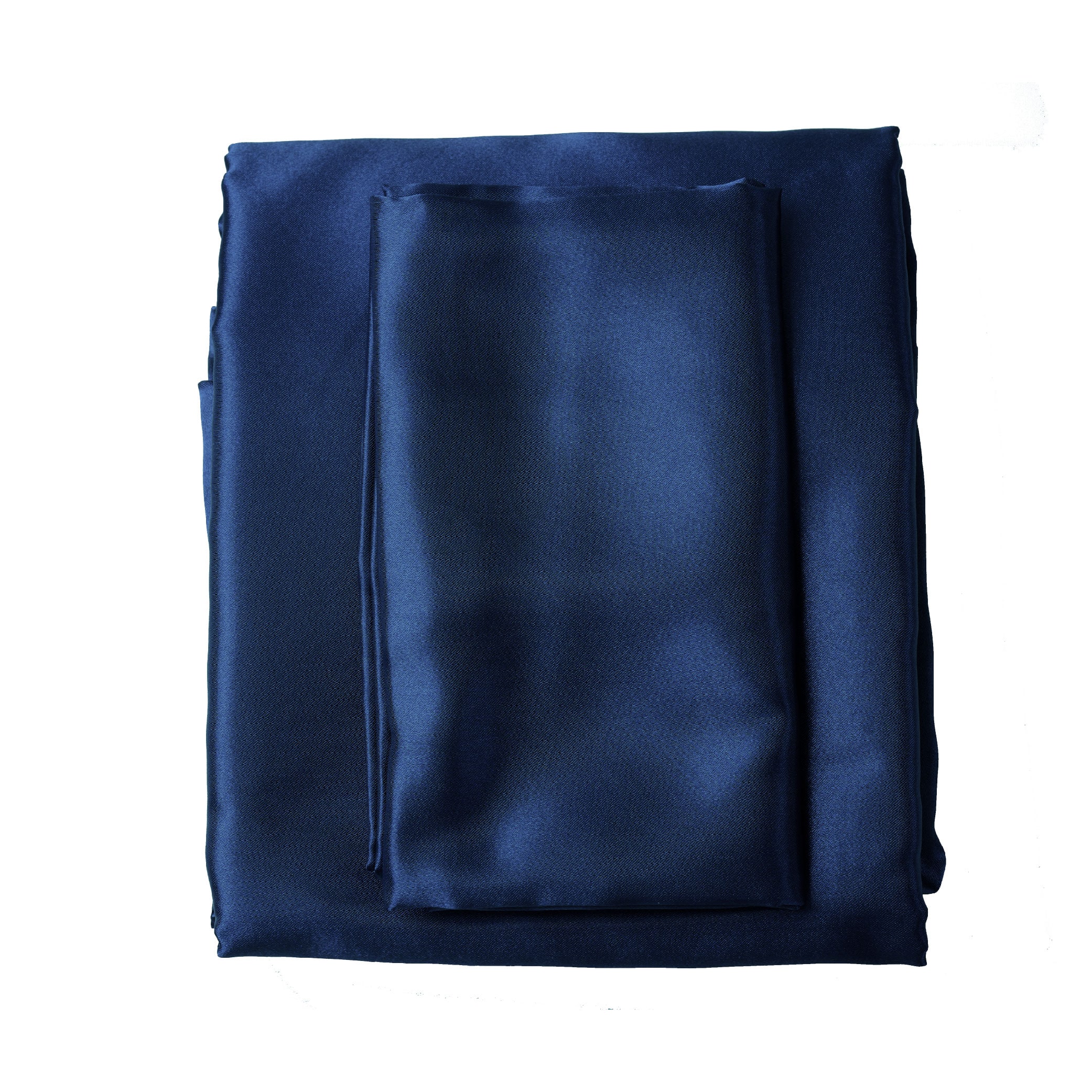 Satin Bed Sheets, King Size Sheets Set, 4 Pcs Silky Bedding Set With 15 Inches Deep Pocket For Mattress (King, Navy Blue)_voghion.com